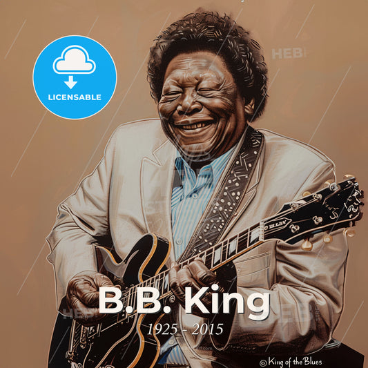 B.B. King, 1925 - 2015, American blues guitarist - A Man Playing A Guitar Print Template