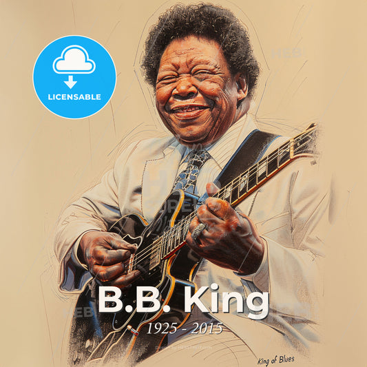 B.B. King, 1925 - 2015, American blues guitarist - A Man Holding A Guitar Print Template