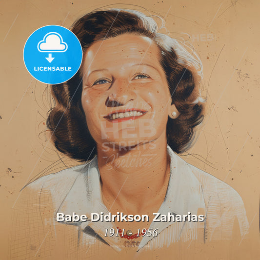 Babe Didrikson Zaharias, 1911 - 1956, American athlete - A Woman Smiling With A Red Necklace Print Template