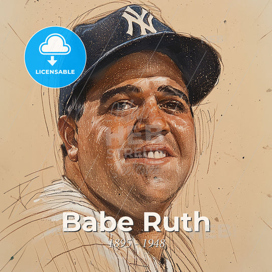 Babe Ruth, 1895 - 1948, American baseball player - A Man Wearing A Baseball Cap Print Template