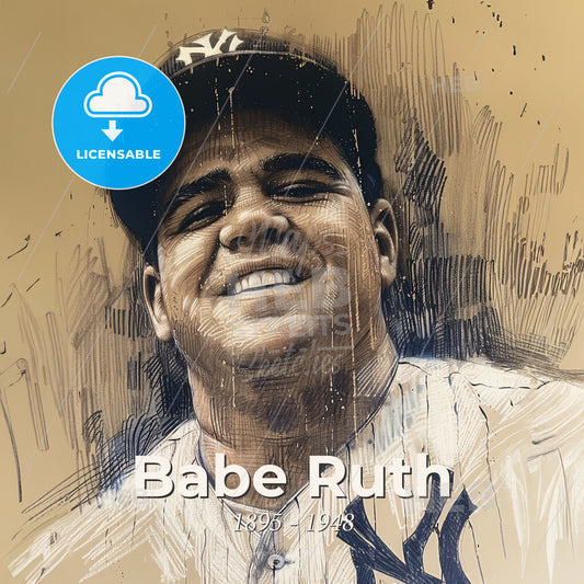 Babe Ruth, 1895 - 1948, American baseball player - A Man Wearing A Baseball Uniform Print Template