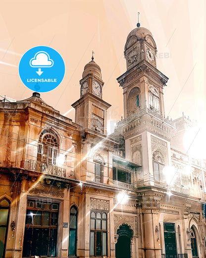 Bahawalpur Skyline Composite Art Print - A building with a clock tower