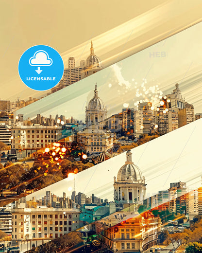 Bahia Blanca Skyline Night Canvas Art Print - A collage of a city