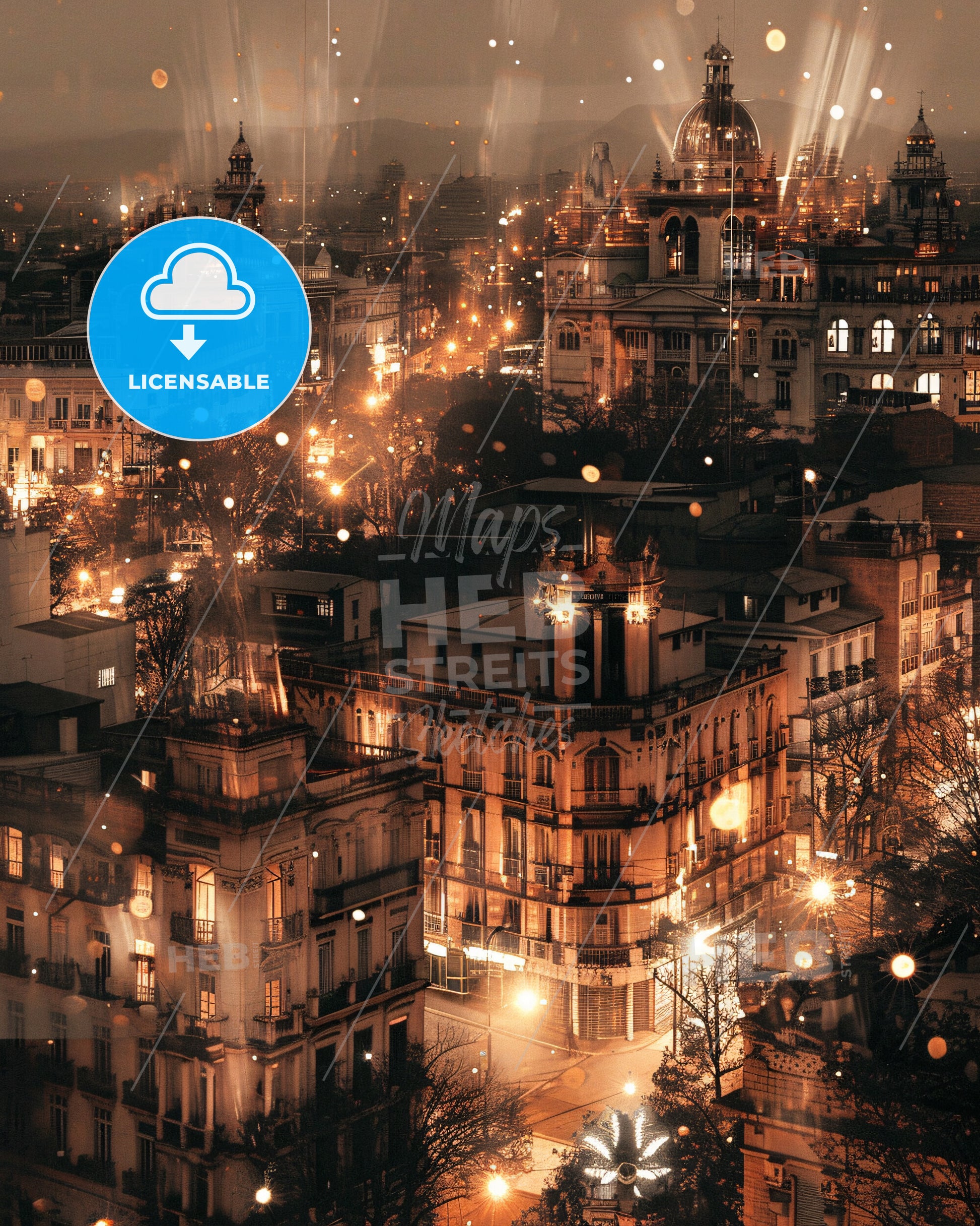 Bahia Blanca City Skyline Composite Poster Art - A city at night with lights