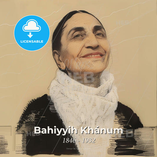 Bahiyyih Khánum, 1846 - 1932, Persian Bahá'í leader - A Woman With A White Scarf Print Template