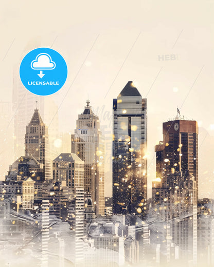 Baltimore City Skyline Art Print - A city skyline with many tall buildings