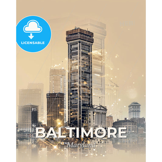 Baltimore Skyline Art: Local Icons and City Charm - A city skyline with tall buildings - Square format print template