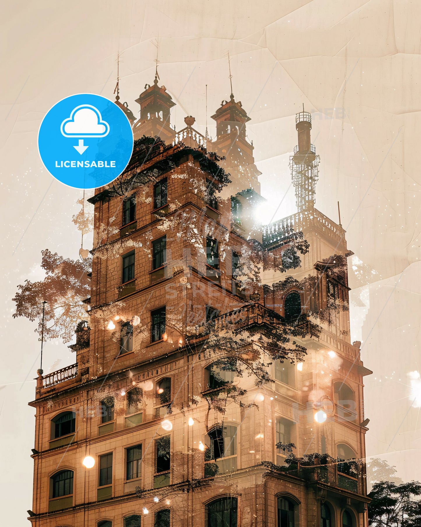 Bamako Mali Skyline Composite Art Poster - A building with a tree on top