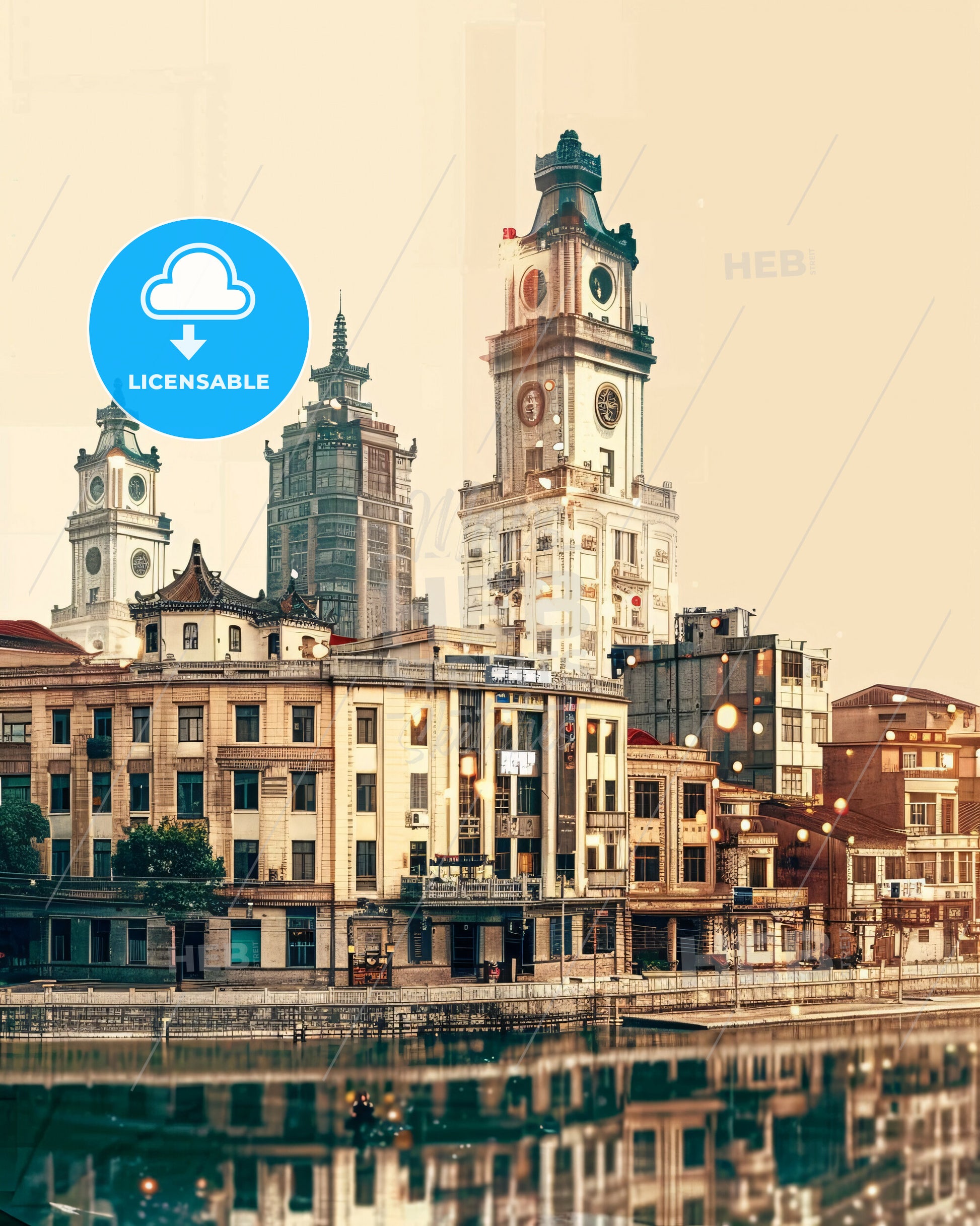 Baoding City Skyline Night Panorama - A city with a clock tower