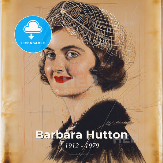 Barbara Hutton, 1912 - 1979, American socialite - A Woman Wearing A Veil Print Template