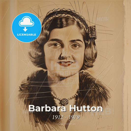 Barbara Hutton, 1912 - 1979, American socialite - A Woman With A Necklace And A Fur Coat Print Template