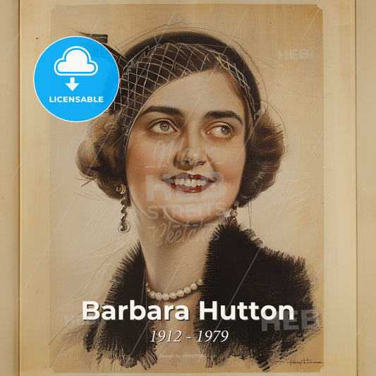 Barbara Hutton, 1912 - 1979, American socialite - A Woman Wearing A Hat And Necklace Print Template