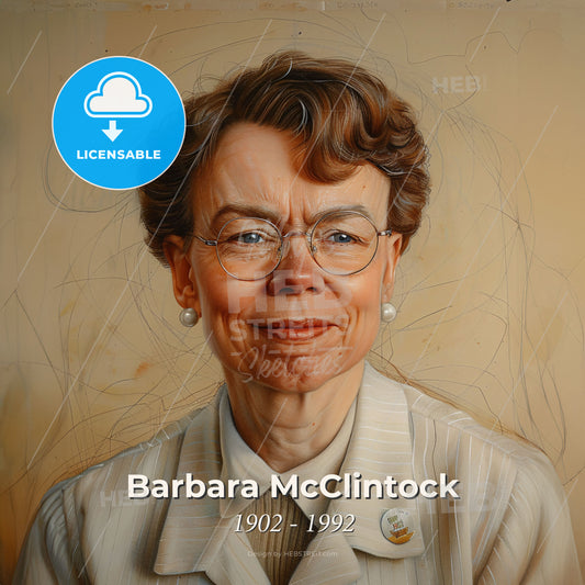 Barbara McClintock, 1902 - 1992, American geneticist - A Woman Wearing Glasses And A White Coat Print Template