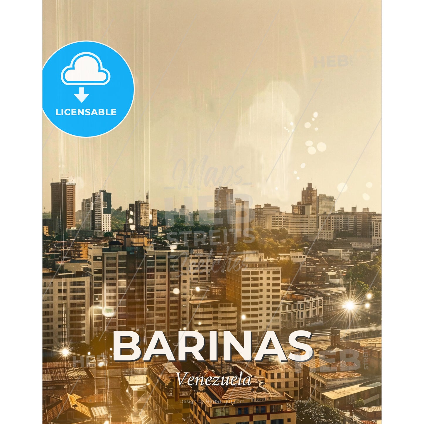 Barinas Venezuela City and Architecture Poster Art - A city with many tall buildings - Square format print template