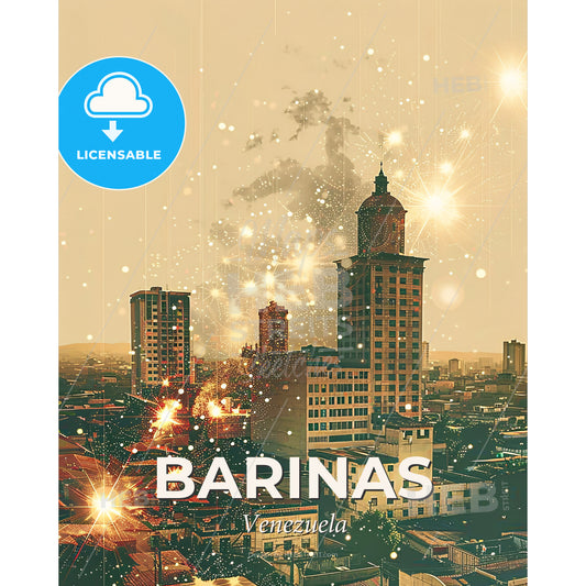 Barinas Skyline Wonders: City Lights and Architecture - Fireworks in the sky over a city - Square format print template