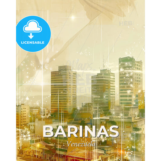 Barinas City Skyline Skylights Sparkle Art Poster - A city with many tall buildings - Square format print template