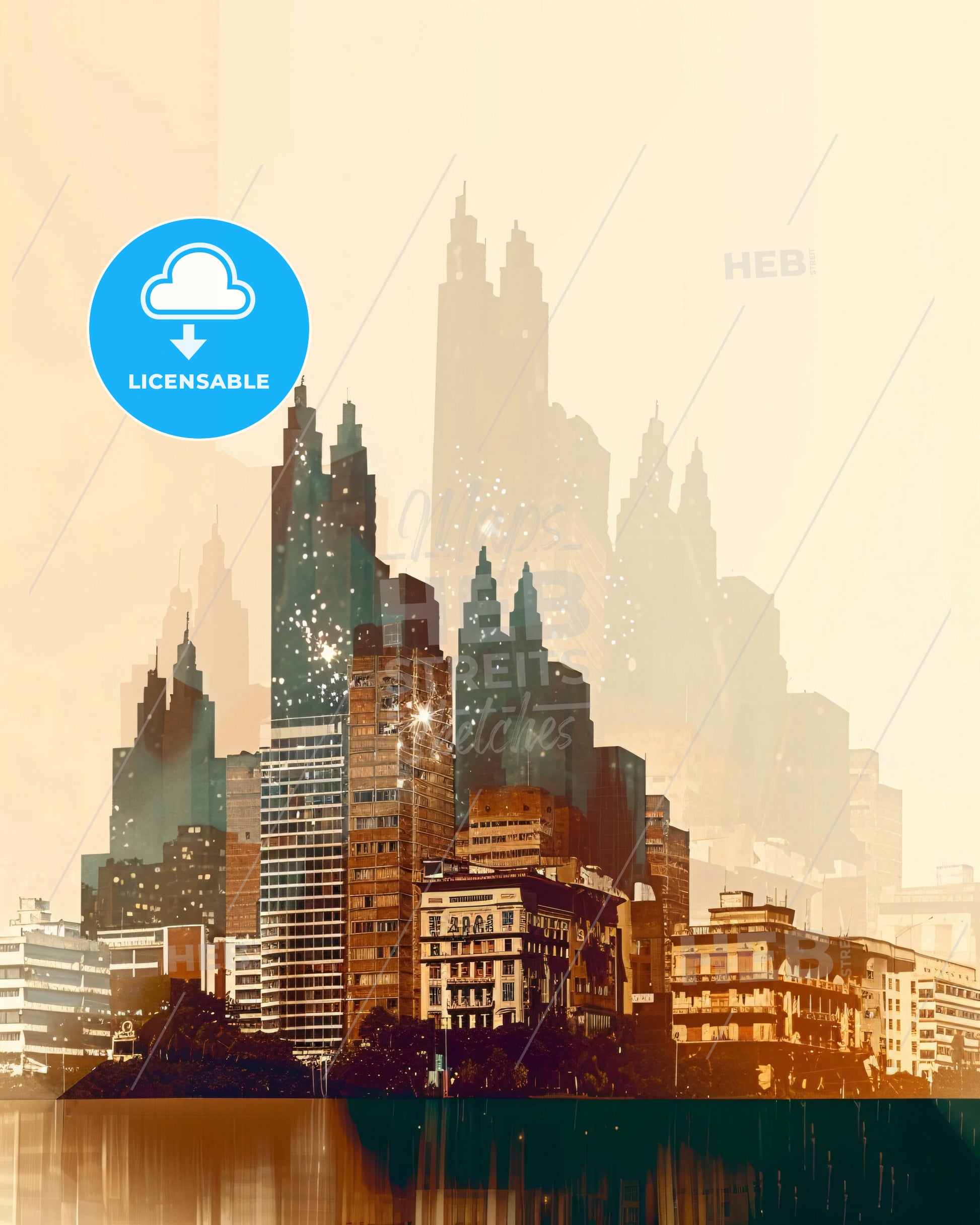 Barquisimeto Skyline Double Exposure Poster Art - Château Frontenac skyline with many tall buildings