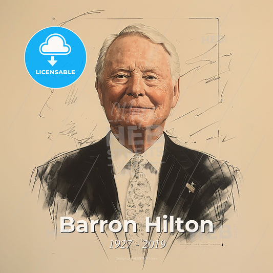 Barron Hilton, 1927 - 2019, American hotelier - A Portrait Of A Man Print Template