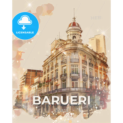 Barueri City Skyline Composite Art Poster - A building with a dome on top - Square format print template