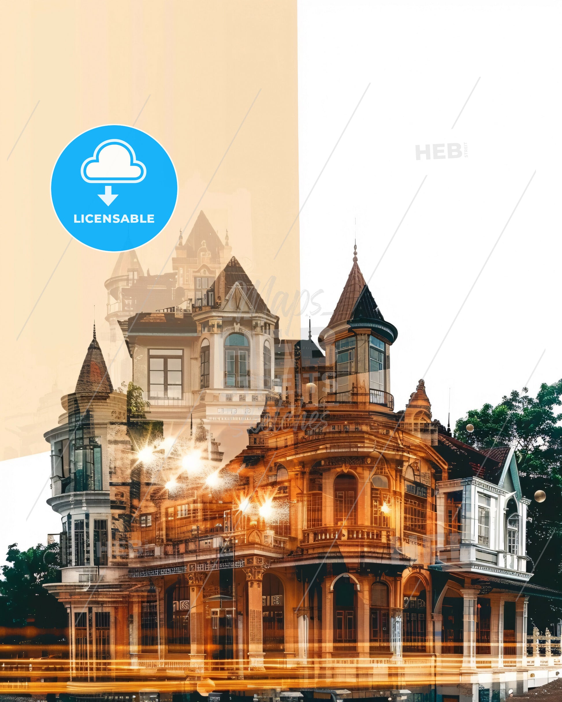 Batam Indonesia Skyline Sparkle Art Print - A double exposure of a building