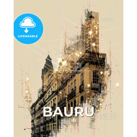 Bauru Brazil Skyline Panorama Poster - A building with many windows - Square format print template