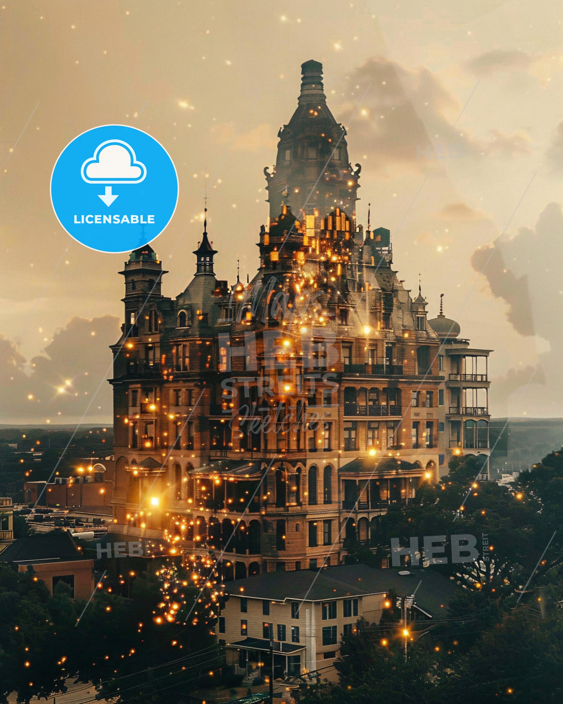 Beaumont Texas Skyline Architecture Composite Poster - A large building with many windows and a tower