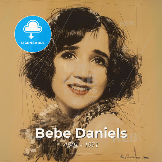 Bebe Daniels, 1901 - 1971, American actress - A Woman With Short Hair Wearing A Leopard Print Scarf Print Template