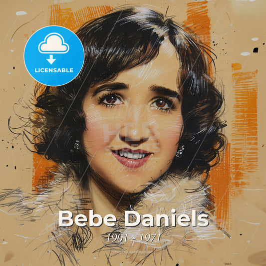 Bebe Daniels, 1901 - 1971, American actress - A Drawing Of A Woman Print Template