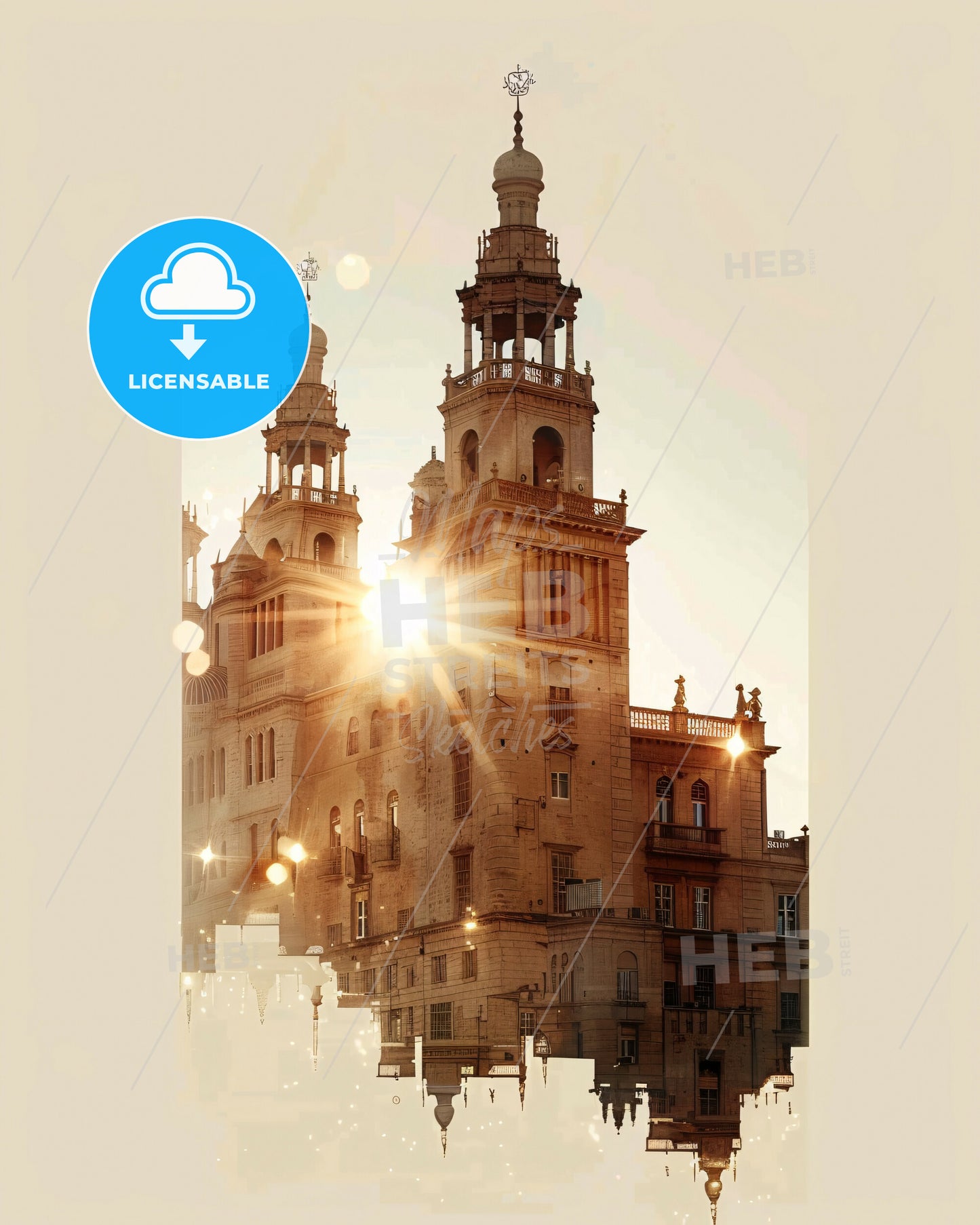 Beersheba: Desert City by Night - A building with a tower and a tower with a sun shining through it