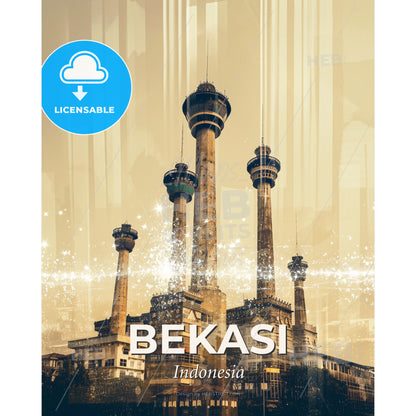 Bekasi, Indonesia: City Lights Symphony - A tall towers with towers and lights - Square format print template