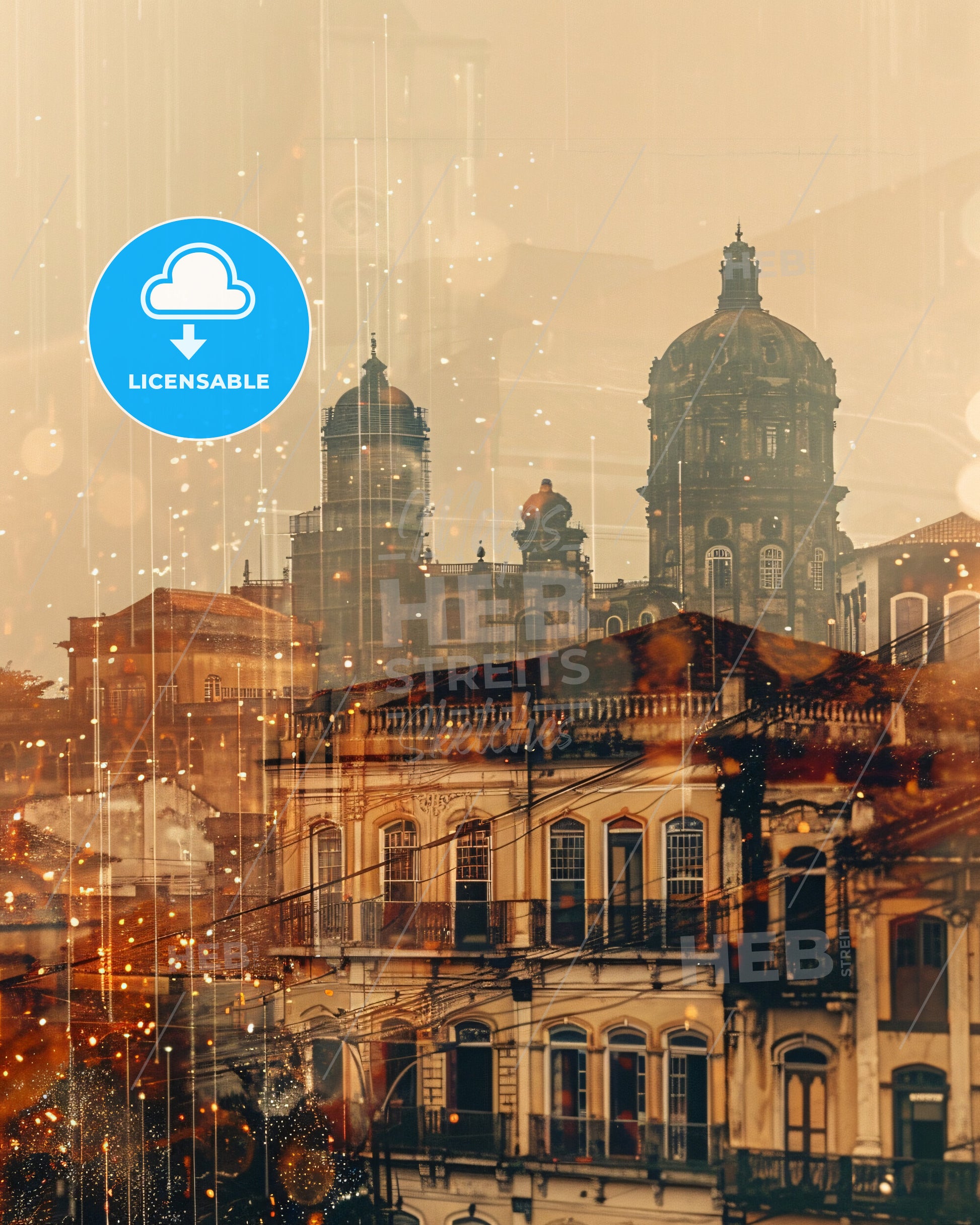 Belem Skyline Double Exposure Art Print - A city with many buildings