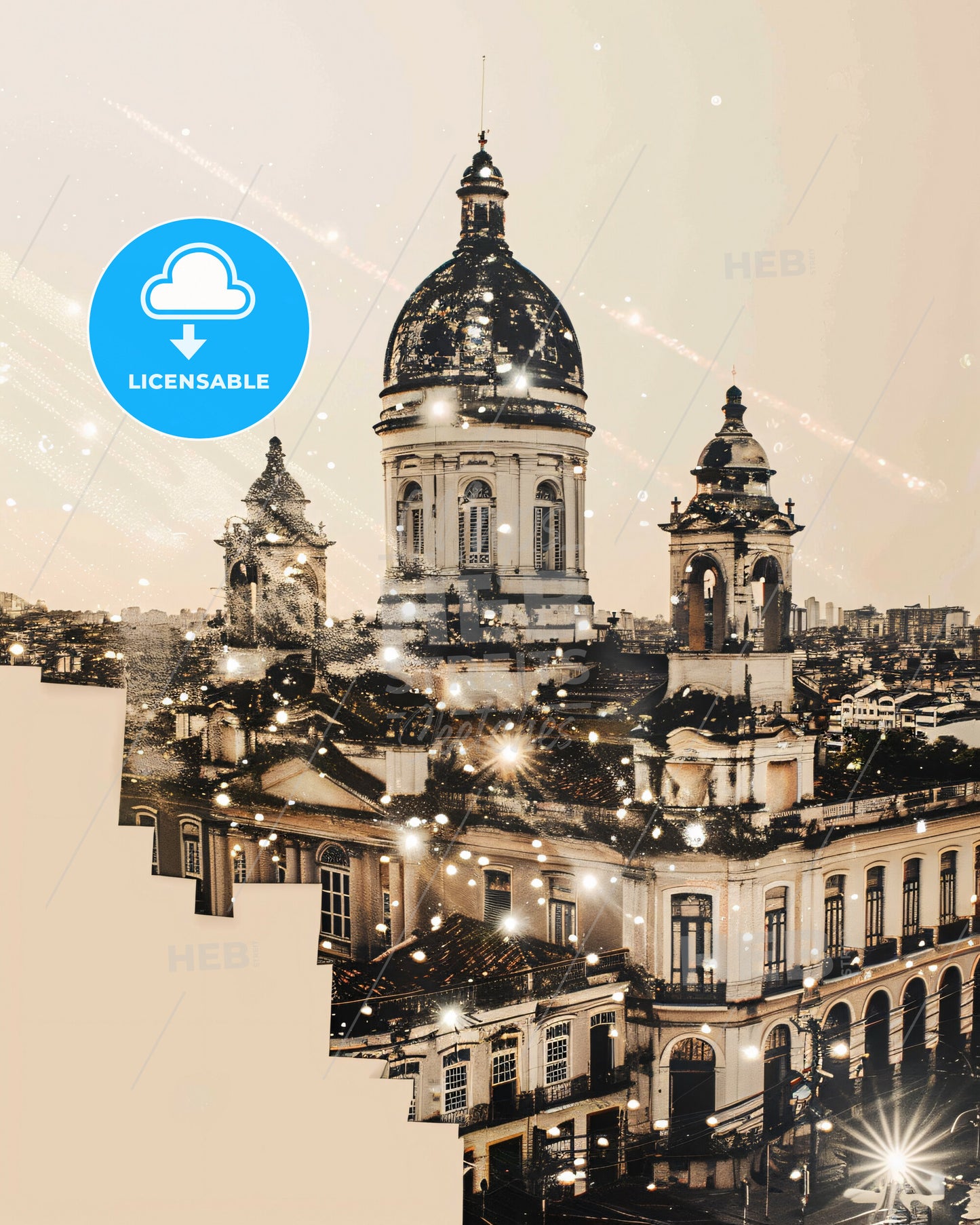 Belem Skyline Composite Art - Local Icons Poster - A building with a dome and a dome on top