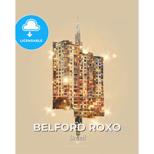 Belford Roxo Cityscape Skyline Poster Art - A building with many windows - Square format print template