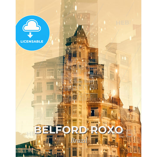 Belford Roxo City Skyline Poster Art - A double exposure of a building - Square format print template