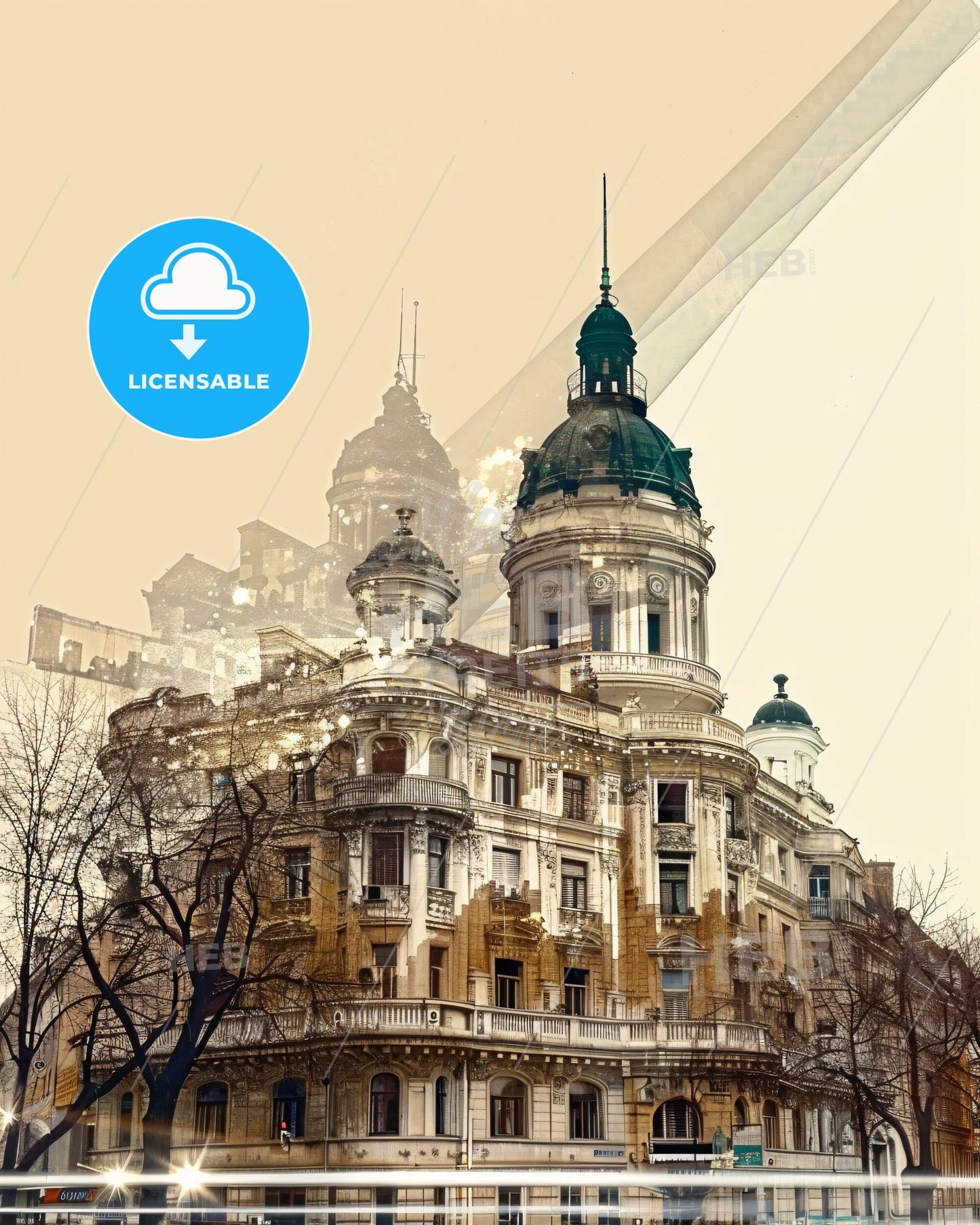 Belgrade Skyline Composite Art Poster - A building with a large dome on top