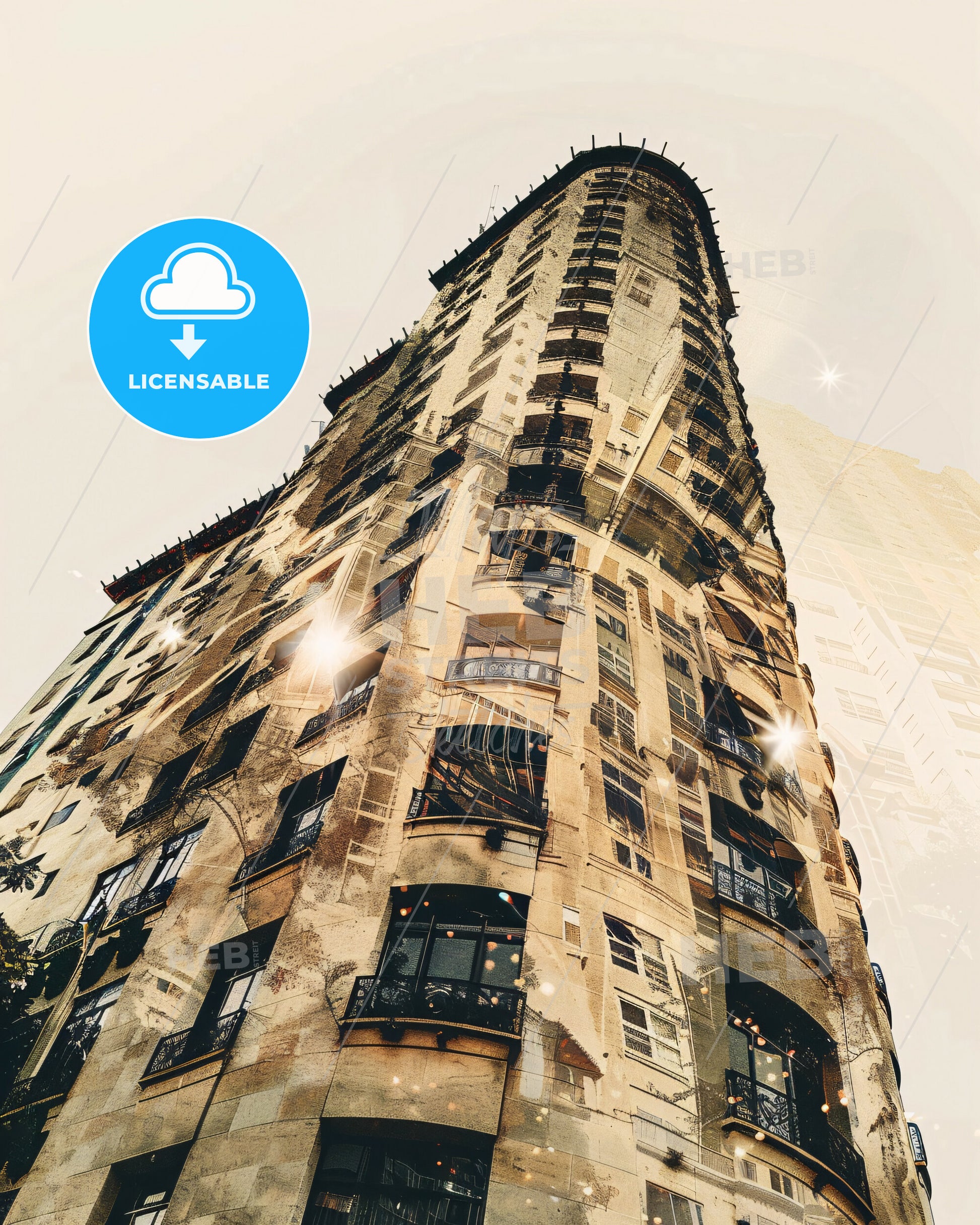 Bello, Colombia Skyline Silhouette Art - A tall building with many windows