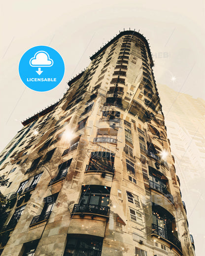 Bello, Colombia Skyline Silhouette Art - A tall building with many windows