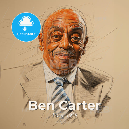 Ben Carter, Born: 1958, American real estate developer - A Drawing Of A Man In A Suit And Tie Print Template