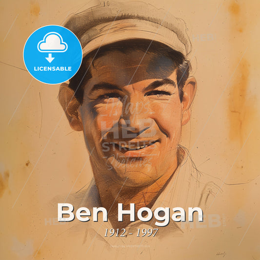 Ben Hogan, 1912 - 1997, American golfer - A Drawing Of A Man Wearing A Hat Print Template