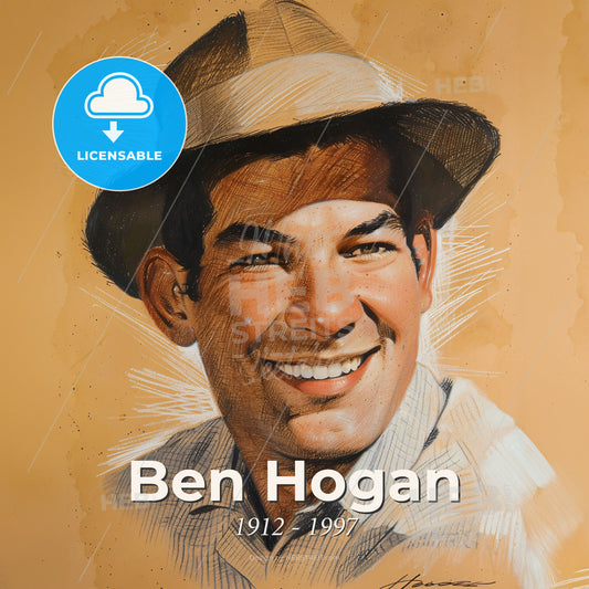 Ben Hogan, 1912 - 1997, American golfer - A Man Wearing A Hat Print Template