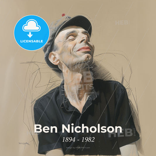 Ben Nicholson, 1894 - 1982, British painter - A Man In A Hat Print Template