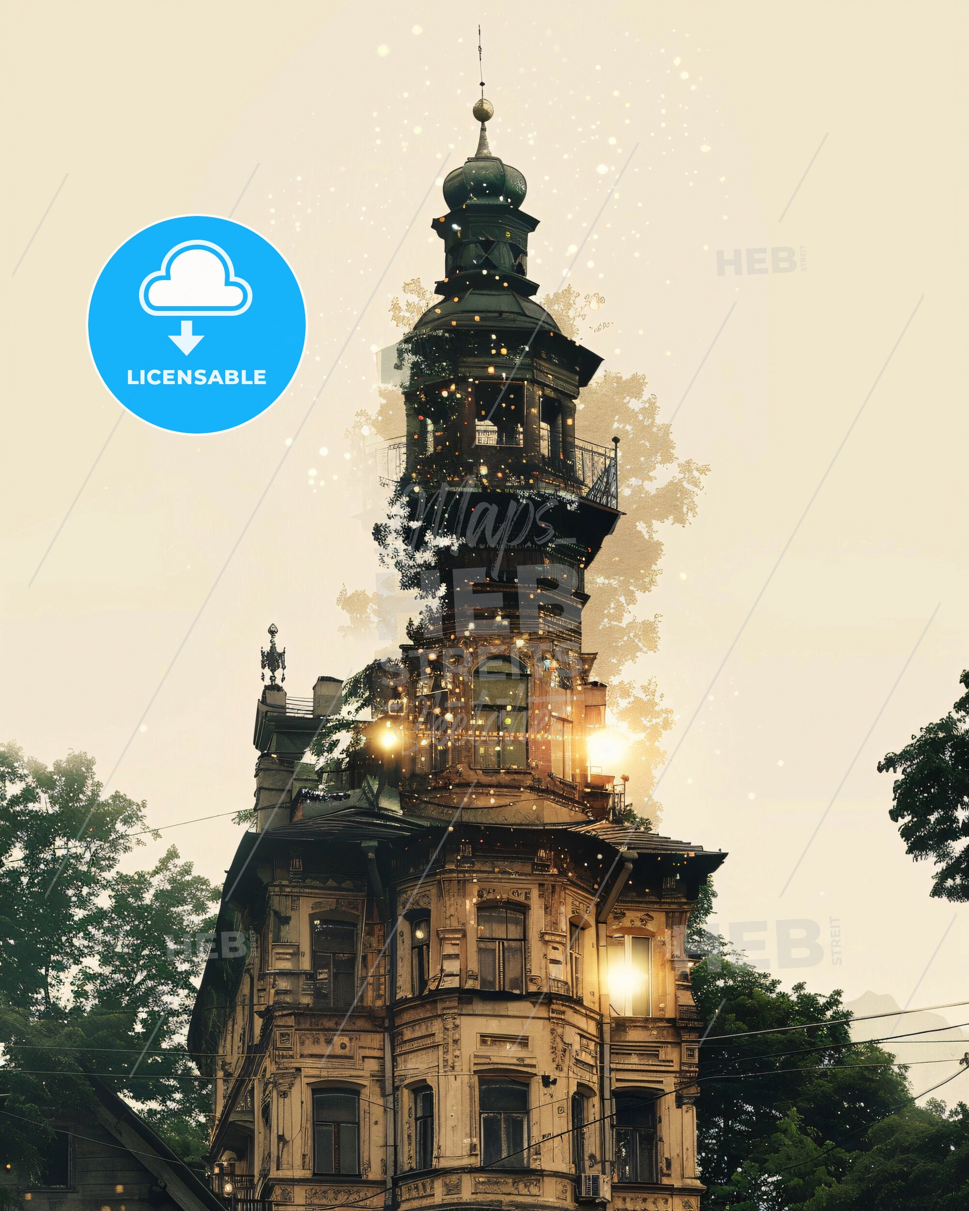 Bender Tighina City Skyline Double Exposure Poster - A building with a tower