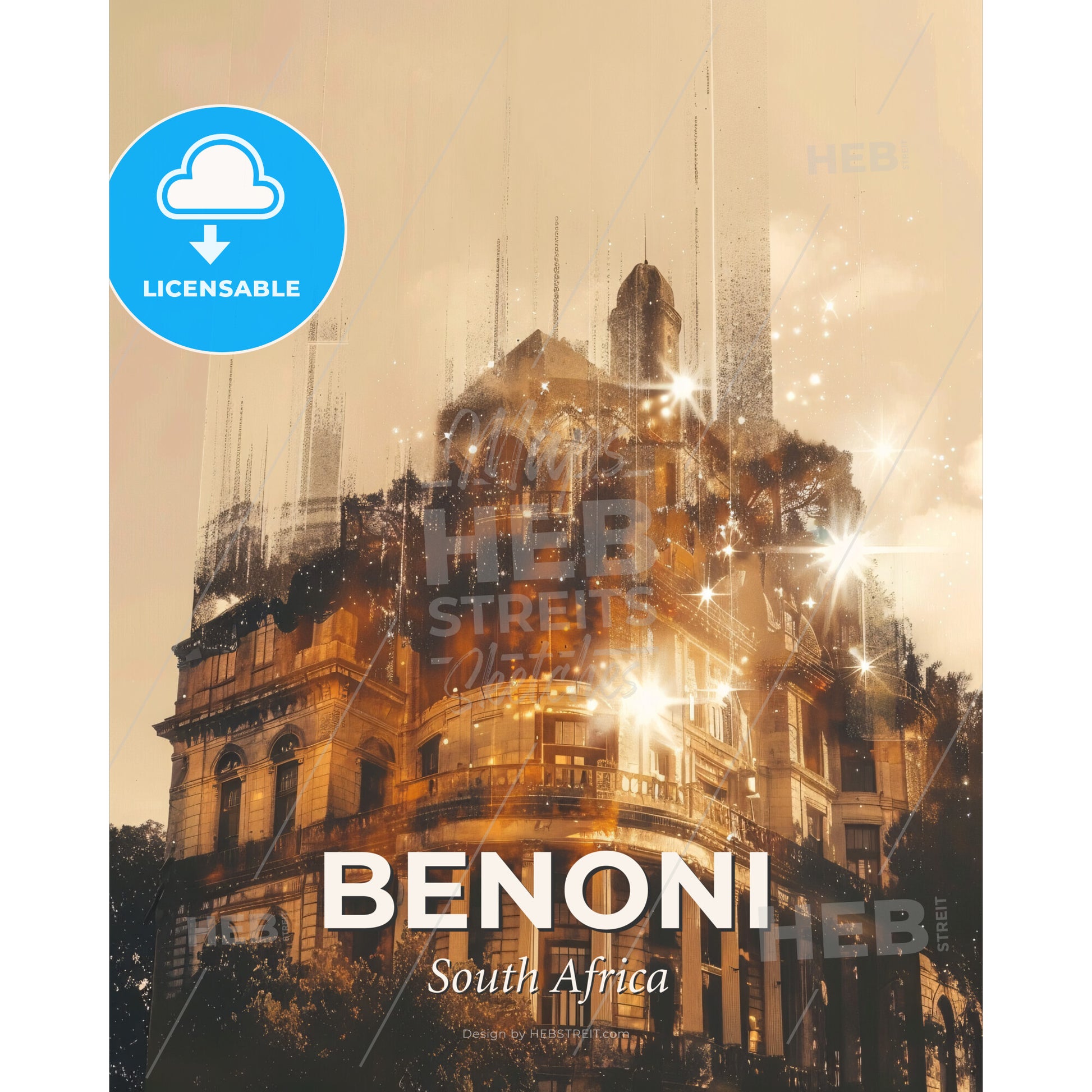 Benoni: City Lights Poster Dream - A building with many windows - Square format print template
