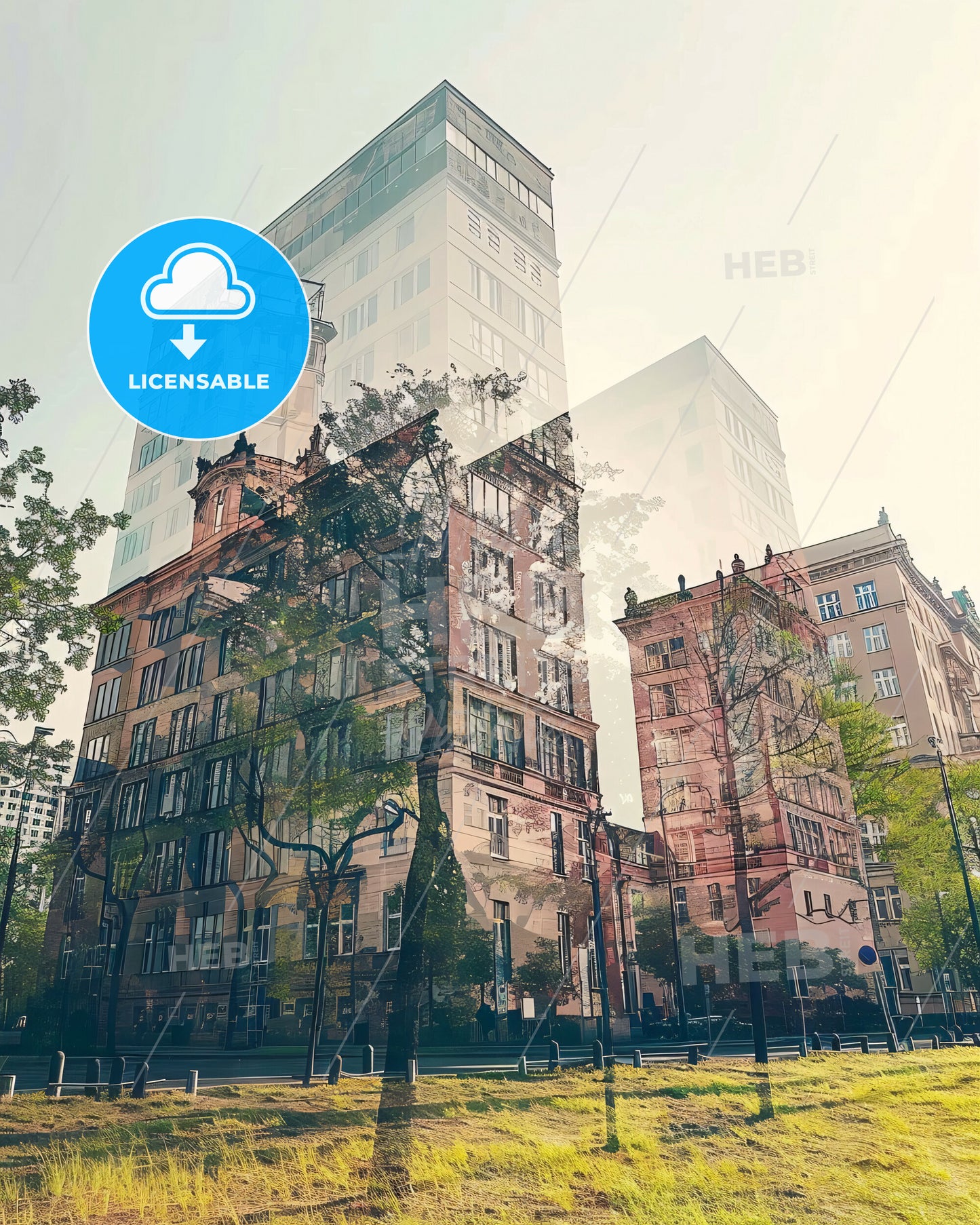 Berlin Skyline Silhouette Urban Art Poster - A building with trees in front of it