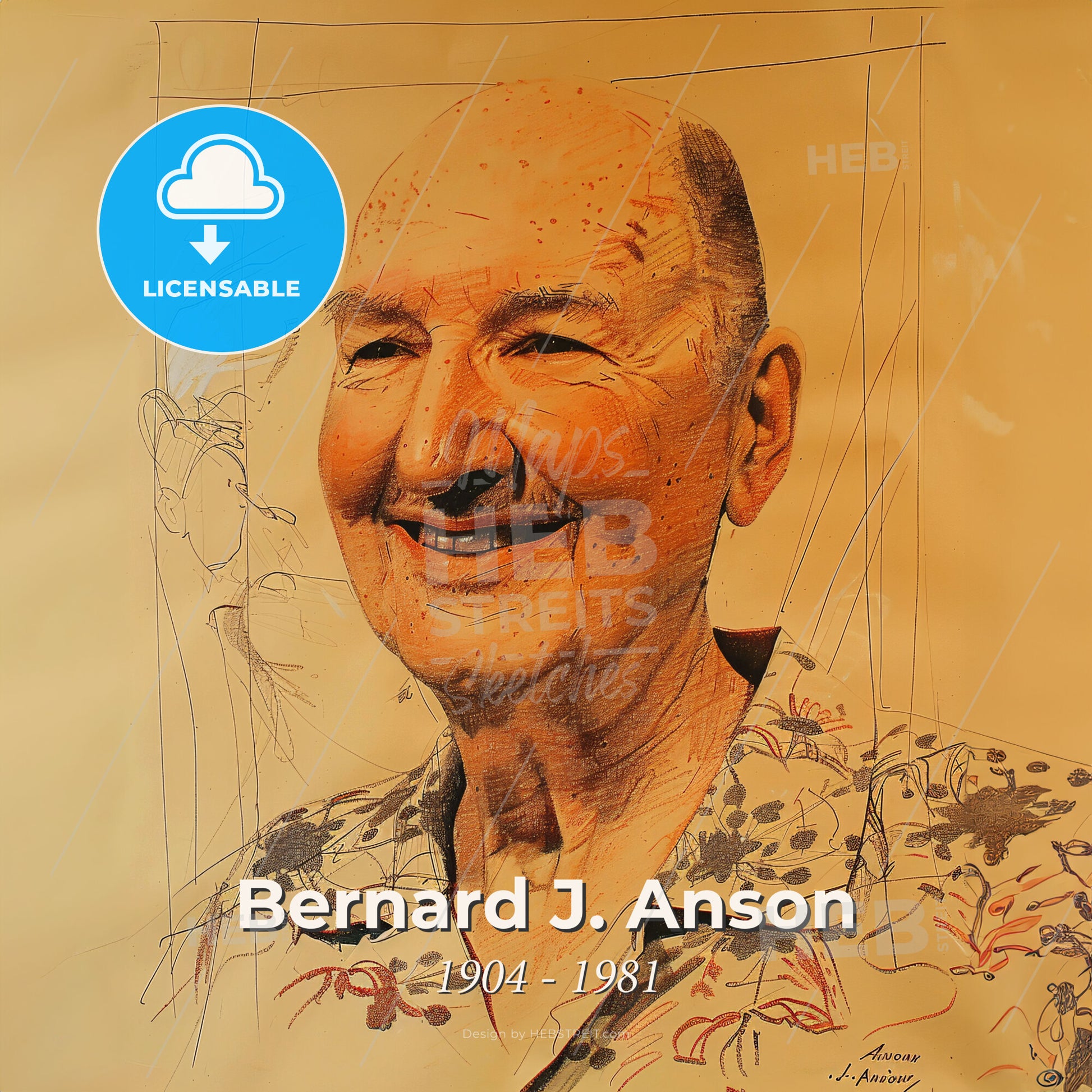 Bernard J. Anson, 1904 - 1981, American anesthesiologist - A Drawing Of A Man Print Template