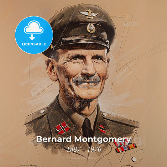 Bernard Montgomery, 1887 - 1976, British Field Marshal - A Man In A Military Uniform Print Template