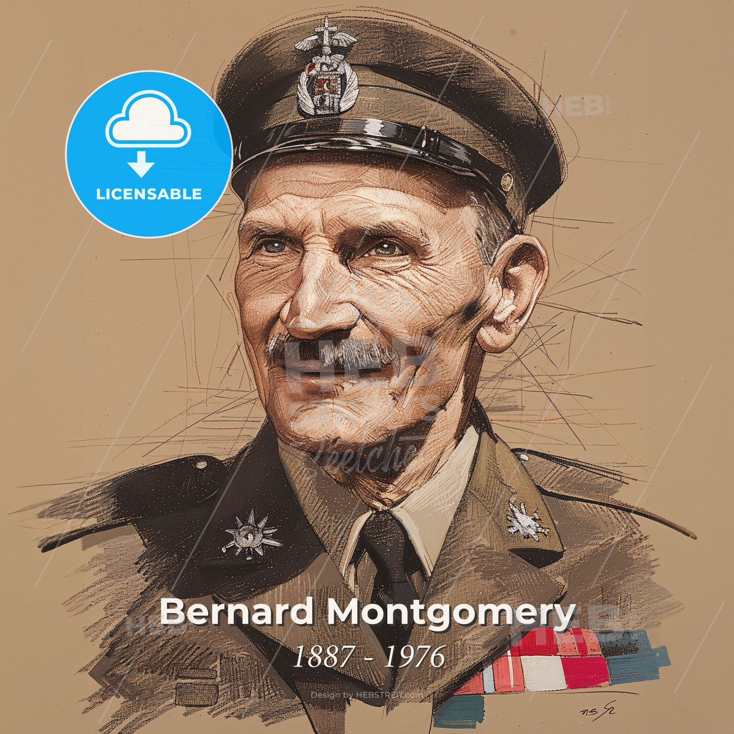 Bernard Montgomery, 1887 - 1976, British Field Marshal - A Man In A Military Uniform Print Template