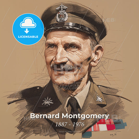 Bernard Montgomery, 1887 - 1976, British Field Marshal - A Man In A Military Uniform Print Template