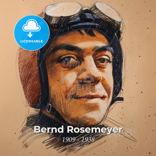Bernd Rosemeyer, 1909 - 1938, German racing driver - A Drawing Of A Man Wearing A Helmet Print Template