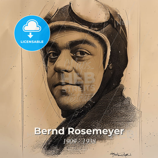 Bernd Rosemeyer, 1909 - 1938, German racing driver - A Man Wearing A Helmet Print Template